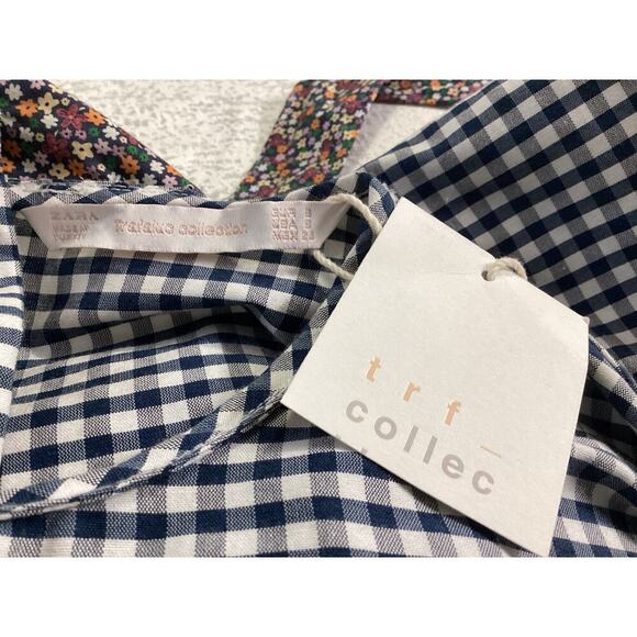 Zara Trafaluc Gingham Floral Neck Tie Back Buttons Babydoll  Small - Picture 5 of 8